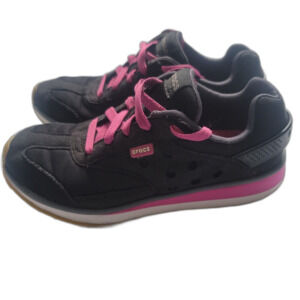 Crocs Retro Fashion Women's Black Pink Lace Up Sneakers Shoes Size 7 waterproof
